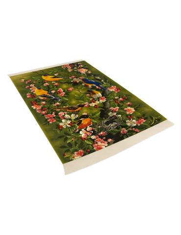 Persian Silk Handwoven Tapestry – Birds & Blossom Design 2