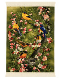 Persian Silk Handwoven Tapestry – Birds & Blossom Design