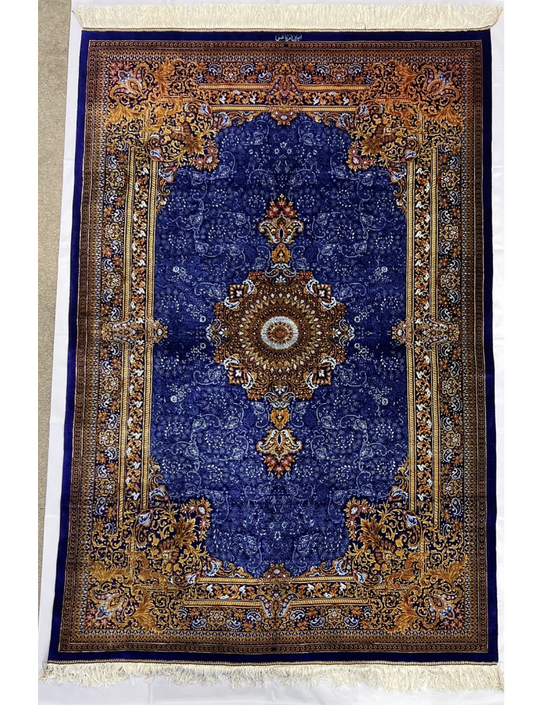 Royal Sapphire Medallion – Grand Qom Silk Masterpiece
