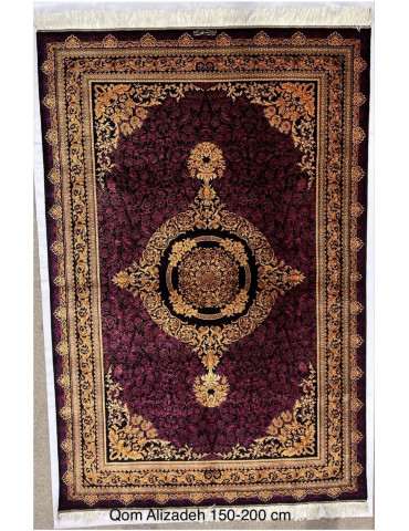 Imperial Ruby Rose Medallion – Grand Qom Silk Carpet