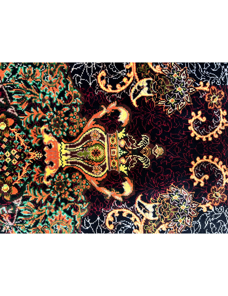 Imperial Burgundy Medallion – Fine Qom Silk Rug