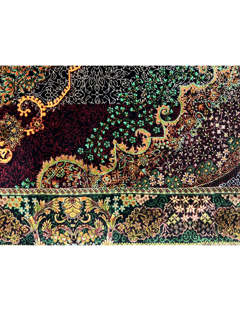 Imperial Burgundy Medallion – Fine Qom Silk Rug