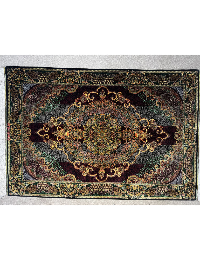 Imperial Burgundy Medallion – Fine Qom Silk Rug