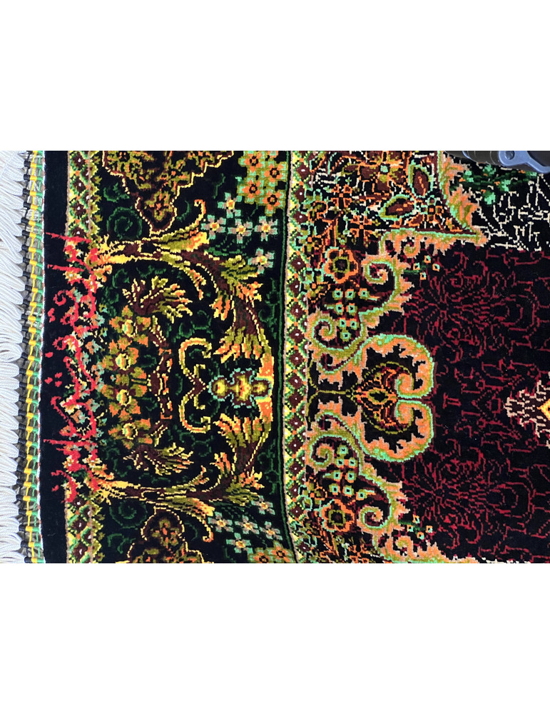 Imperial Burgundy Medallion – Fine Qom Silk Rug