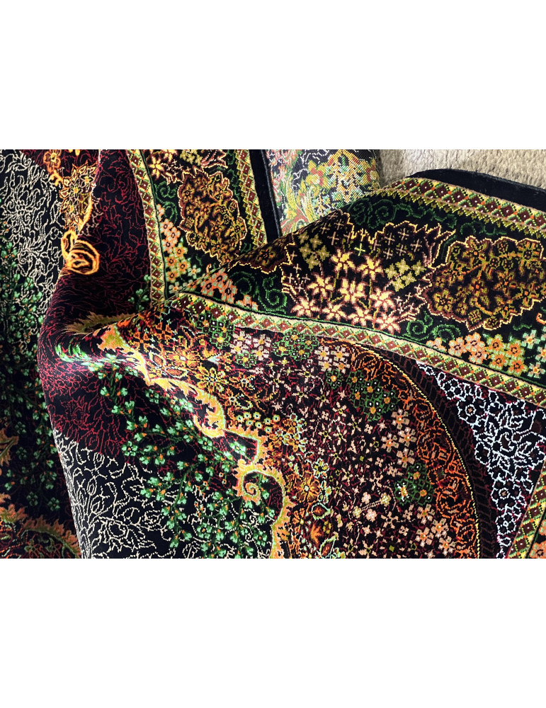 Imperial Burgundy Medallion – Fine Qom Silk Rug