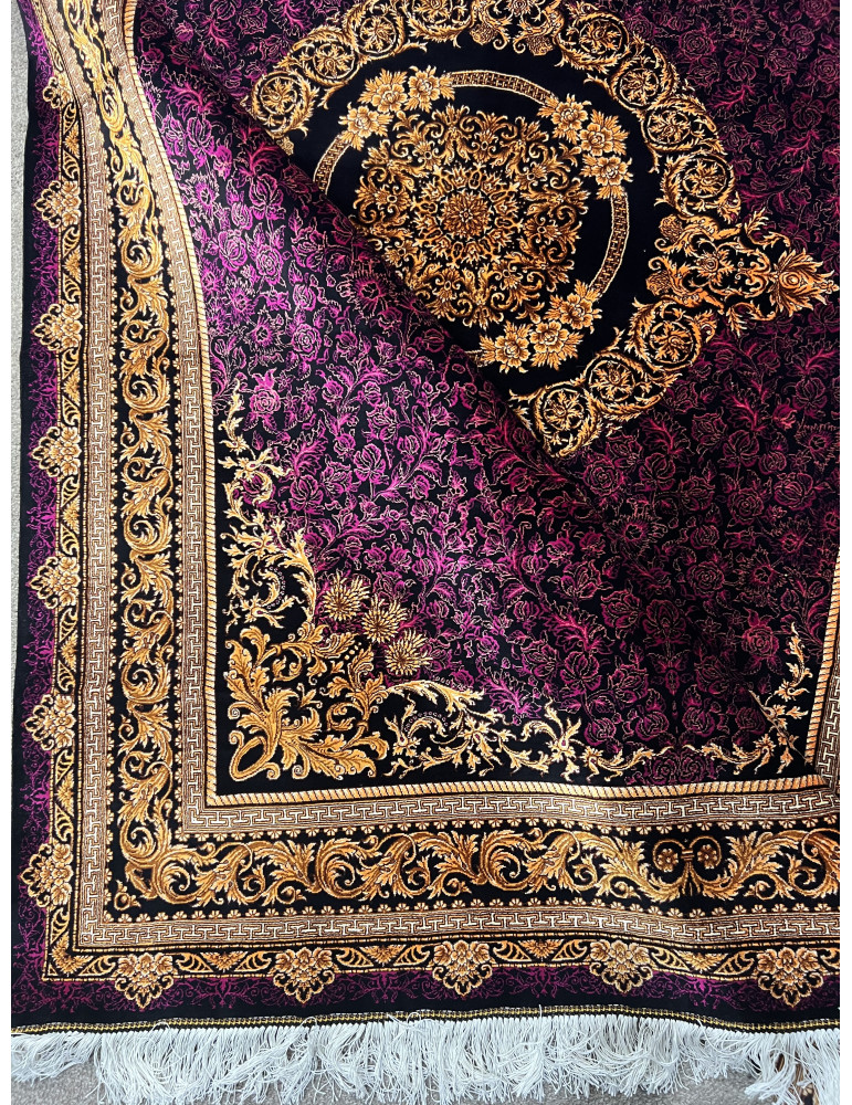 Imperial Ruby Rose Medallion – Grand Qom Silk Carpet
