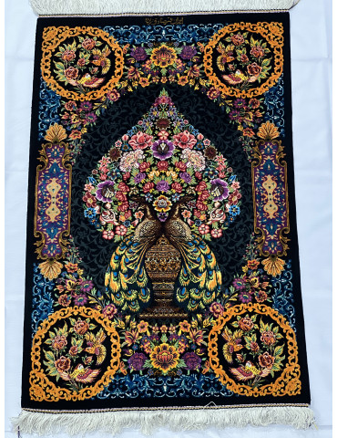 Imperial Peacock Garden – Fine Qom Silk Rug