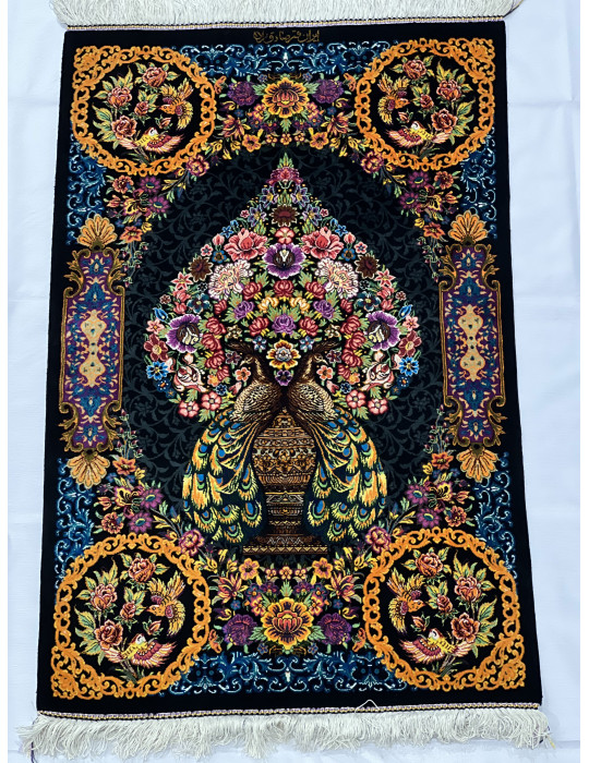 Imperial Peacock Garden – Fine Qom Silk Rug